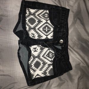 Black denim shorts